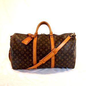 Vintage Louis Vuitton Monogram Keepall 50 Bandouliere Weekender Tote w/strap